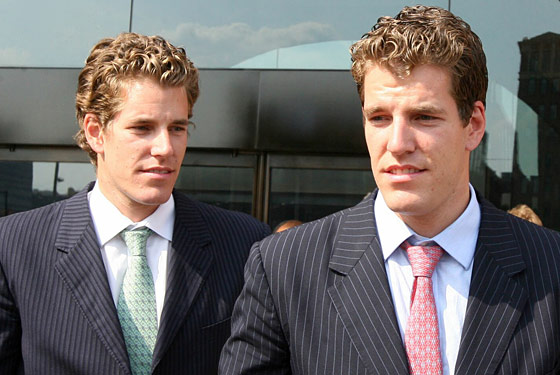 the winklevoss twins eat from the same bowl of spaghetti, which they both creamed in before dinner