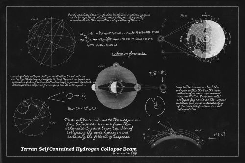 schematic
Pseudo-scientists believe underdeveloped thermonuclear weapons would be capable
of initiating solar collapse. This greatly misunderstands the composition and
operation of the sun.
To adequately collapse ‘​ Sol​ ’ you must extract, eradicate, or neutralize the hydrogen
(roughly 76.1% of the sun’s makeup) and erect some form of antimatter containment
to prevent the black hole/supernova response from wiping out the solar system.
Very little is known about the weapon within the Earth’s core outside of vampiric
preserved documentation. Environmental collapse has rendered the weapon useless,
but some understanding of its intended function can be extrapolated.
We do not know who made the weapon or how, but we can assume from this
schematic it was a beam capable of collapsing the sun’s hydrogen and containing the
following response.